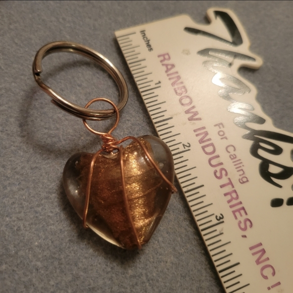 Silver, Copper, and Gold Glitter Heart Key Chain - Picture 7 of 7